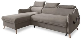 Colțar maro deschis extensibil cu tapițerie din catifea (cu colț pe partea stângă ) Sweet Harmony – Miuform