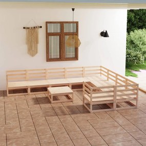 3075989 vidaXL Set mobilier de grădină, 10 piese, lemn masiv de pin