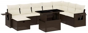 3275033 vidaXL Set canapele de grădină cu perne, 9 piese, maro, poliratan