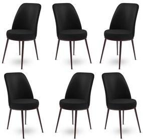 Set 6 scaune haaus Dexa, Negru/Maro, textil, picioare metalice