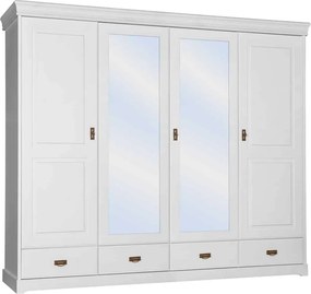 Dulap lemn masiv alb Florence, 253 × 62 × 218 cm