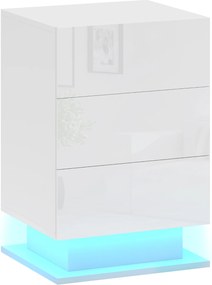 HOMCOM Noptieră cu Lumini LED Reglabile, 3 Sertare și Telecomandă, 40x35x60 cm, Alb | Aosom Romania