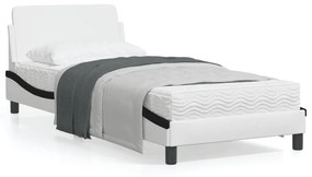 373084 vidaXL Cadru de pat cu tăblie alb și negru, 80x200 cm, piele ecologică