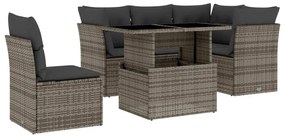 3266590 vidaXL Set mobilier grădină cu perne, 6 piese, gri, poliratan