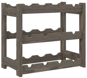 vidaXL Suport sticle de vin, 12 sticle, gri, lemn masiv de pin