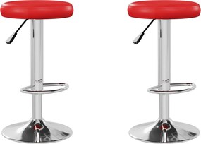 vidaXL Scaune de bar, 2 buc., roșu, piele ecologică