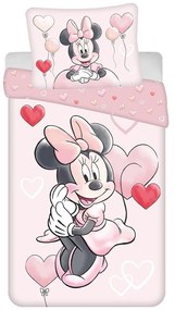 Lenjerie de pat pentru copii roz din bumbac pentru pat de o persoană 140x200 cm Minnie "Balloon" – Jerry Fabrics