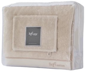 Set prosop, prosop de corp și mănușă de baie AURA, 3 buc Bej / Beige Set (prosop 50x100 cm, prosop de corp 92x150 cm, mănușă de baie 16x22 cm)