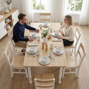 HOMCOM Masă Pliabilă pentru 2-6 Persoane, Extensibilă, Efect de Lemn, Finisaj Natural | Aosom Romania