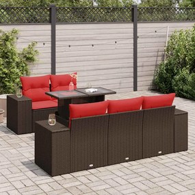 vidaXL Set canapele de grădină cu perne, 6 piese, maro, poliratan