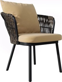 Set modern de luat masă pentru grădină, 6‑piese, pentru 6 persoane, Kaki+Culoare naturală