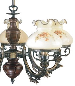 Candelabru clasic cu 5 brate design italian din alama cu lemn 2812