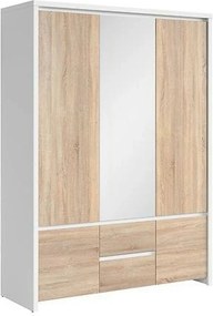 Dulap KASPIAN, stejar sonoma/alb, PAL, cu 5 usi si 2 sertare, 154x56x2