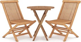 vidaXL Set mobilier grădină, 3 piese, lemn masiv de tec