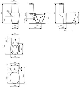 Set complet vas WC Ideal Standard Connect Cube, rezervor si capac inchidere lenta, alb - E717001