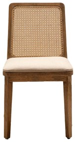 Scaun dining bej din rattan si bumbac Pablo