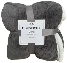 Patura de lux din microplus imitatie de miel NESTIVE gri deschis Dimensiuni: 150 x 200 cm