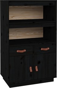 vidaXL Dulap înalt, negru, 67x40x108,5 cm, lemn masiv de pin