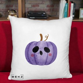 Perna Decorativa Dovleac Halloween Mov Kawaii, 40x40 cm, Alb Pufos, Husa Detasabila, Perna Inclusa, BEKZ®