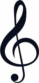 Decoratiune perete TREBLE CLEF, negru, metal, 28x59 cm