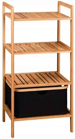 Kesper 19438 Raft din bambus cu coș, 93,5 x 44 x34 cm