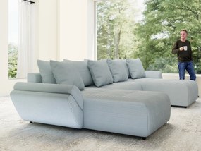 Colțar extensibil dumonde cu ladă de depozitare si sezut confortabil din spuma high-density, Berlin U Zoom GREY 380x180 cm