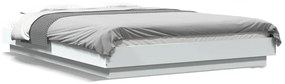 3281098 vidaXL Cadru de pat cu lumini LED, alb, 140x200 cm, lemn prelucrat