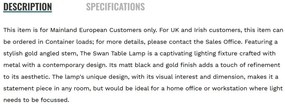 Veioza/Lampa de masa design decorativ Swan