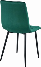 OFERTA Scaun de mese din catifea verde inchis LIBRA cu picioare negre calitate a II-a