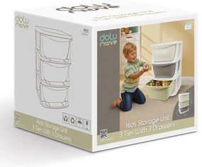 Raft din plastic pentru copii cu 3 sertare Dolu,36,5 x 58,5 x 38 cm