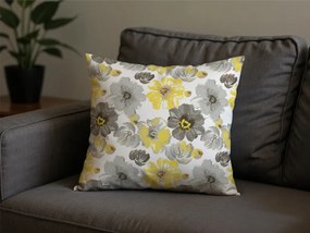 Set 2 bucati huse decorative pentru perna din microfibra FEONELLE 45x45 cm, galben-gri