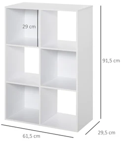 HOMCOM Biblioteca cu 6 Compartimente Cub Alba 91.5x29.5x61.5cm | Aosom Romania