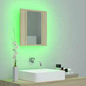 Dulap de baie cu oglinda si LED, stejar Sonoma, 40x12x45 cm Stejar sonoma