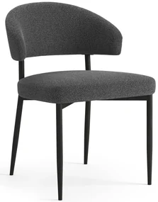 MAZZONI EXPORT IRIS Antracit [Gri închis] (material Monza 130) - SCAUN MODERN TAPIȚAT BOUCLÉ PENTRU SALON/SUFRAGERIE LOFT