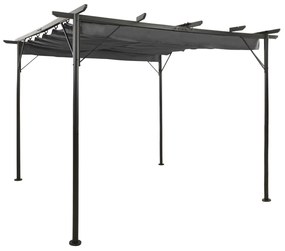 Pergola cu acoperis retractabil, antracit, 3x3m, otel, 180 g m  ²