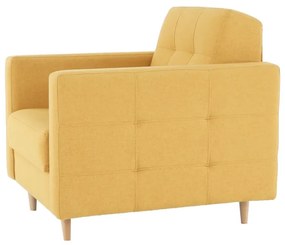 Set complet tapitat de canapea cu fotoliu, tesatura de culoare mustar, AMEDIA
