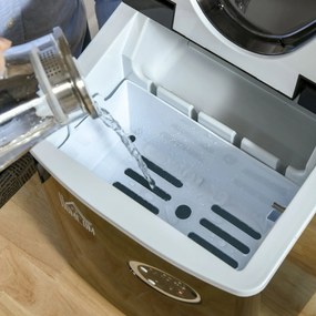 HOMCOM Mașină de Făcut Gheață Rapidă 15kg/24h Compactă Ușor de Utilizat Negru | Aosom Romania