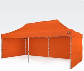 Cort pliant profesional din aluminiu 3x6 m: Acoperire rezistentă pentru evenimente comunitare și urbane - cu 3 pereți - Portocaliu