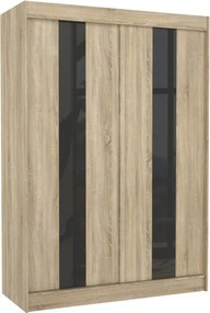 Dulap cu usi glisante 150x215 cm, Karen, ADRK Furniture (Culoare: Alb / Negru Lacobel)