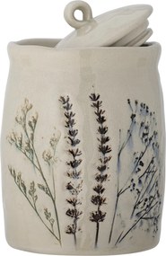 Borcan cu capac din ceramică cu flori de câmp aplicate manual, D12×H20,5 cm, 1300 ml, „Bea"