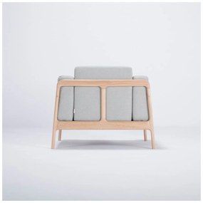 Fotoliu din lemn de stejar Gazzda Fawn, albastru - gri