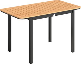 Outsunny Masă de Grădină pentru 6 Persoane, 127 x 70 cm, Masă de Exterior cu Blat cu Lamele din Lemn Plastic, Cadru Metalic | Aosom Romania