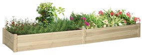 Outsunny Pat Ridicat pentru Cultivat Legume, Lada din Lemn de Brad cu Fund Deschis și Compartimente, 76x30x155 cm, Alb | Aosom Romania