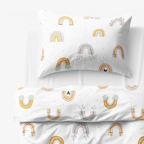 Goldea lenjerie de pat pentru copii din 100% bumbac - curcubeu pictat 140 x 200 și 70 x 90 cm