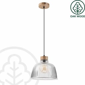 Lampă suspendată cu cablu ASTA 1x E27/60W/230V Ø 28 cm, stejar