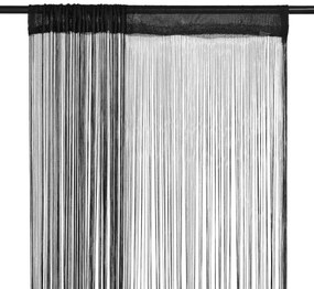 Draperii cu franjuri, 2 buc., 100 x 250 cm, negru 2, Negru, 100 cm
