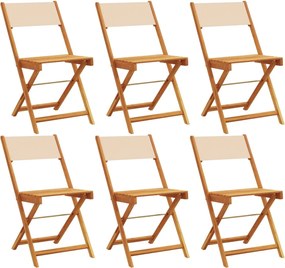 vidaXL Scaune de grădină pliabile, 6 buc., textil bej și lemn masiv