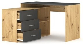 Birou JULES cu sertare și colț reversibil (stânga/dreapta), stejar artisan/antracit