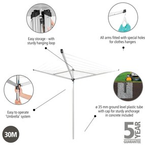 Uscător de rufe argintiu pentru grădină 30 m Essential – Brabantia