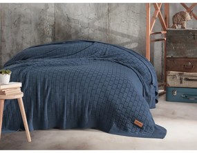 Patura tricot Melody 220x240 cm, albastru